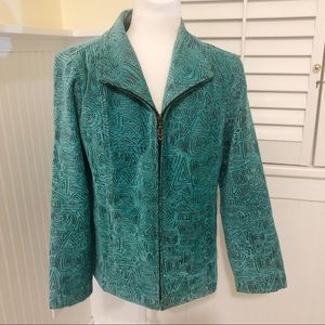 Dress Barn Turquoise Geometric Shapes Blazer Med